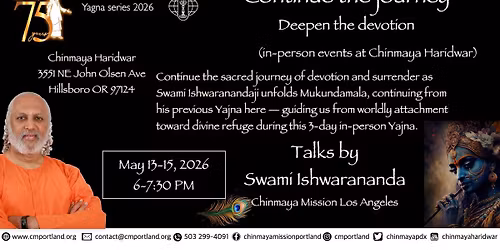 Deepening Devotion through Mukundamala \u2013 Talks by Swami Ishwarananda May 13-15, 2026