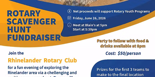 Rhinelander Rotary Club Scavenger Hunt Fundraiser (2026)
