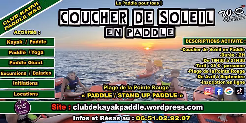 Coucher de Soleil en Paddle avec W&S (AOUT 2026)