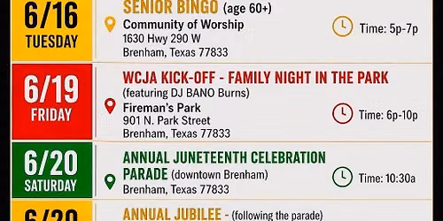\ud83c\udf89 Join KWHI as we celebrate Juneteenth in Brenham!