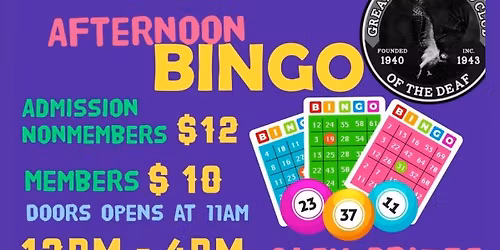 GHCD Afternoon Bingo 