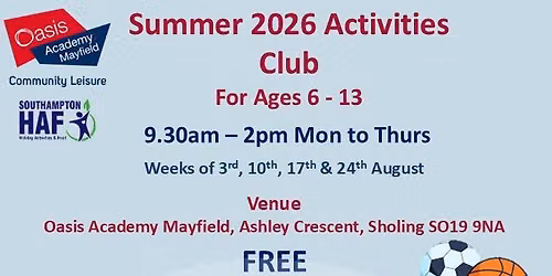 Summer Activities Club 2026 - Week Four