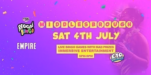 Reggae Bingo - Middlesborough - Sat 4th July