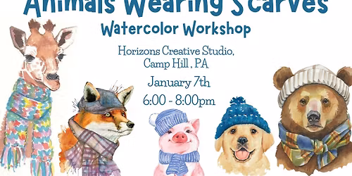 Animals Wearing Scarves Watercolor Workshop
