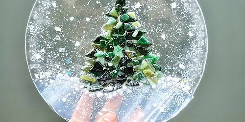 Fused Glass Christmas Tree Candy Dish with Art at the Bodega