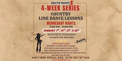 4-week Line Dancing Series at Brunswick Bierworks