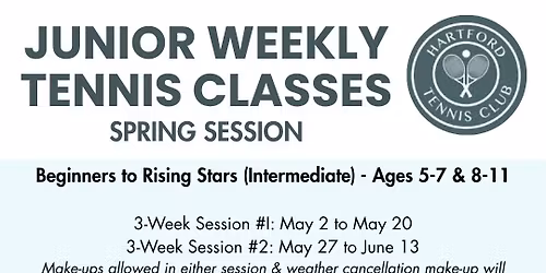 Junior Weekly Tennis Classes: Spring Session