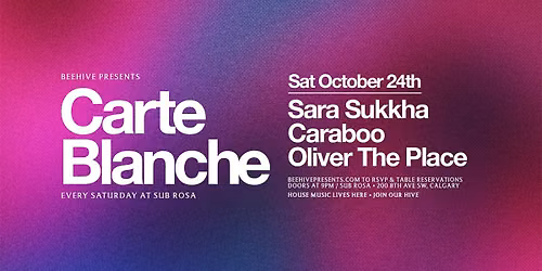 CARTE BLANCHE SATURDAYS \u2022 10.24.26
