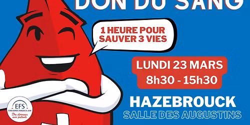 Don de Sang Hazebrouck : Lundi 23 Mars