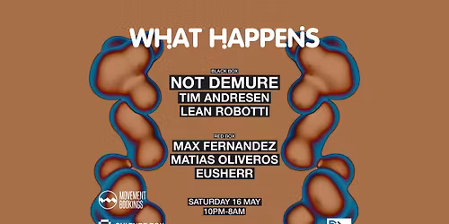 What Happens: Not Demure \/ Tim Andresen \/ Lean Robotti \/ Max Fernandez \/ Eusherr \/ Matias Oliveros