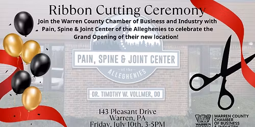 New Location Grand Opening and Open House: Pain, Spine & Joint Center of the Alleghenies