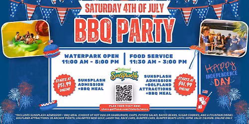 4th of July BBQ + Water Park Admission at Golfland Sunsplash
