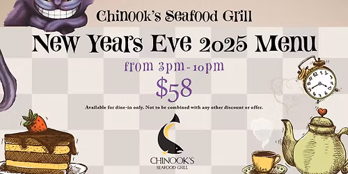 New Year's Eve 2025 Menu at Chinook's Seafood Grill 