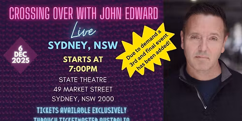 Crossing Over with Psychic Medium John Edward live in Sydney, NSW!