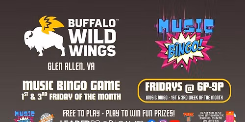 Music BINGO FRIDAY 6p-9p | Buffalo Wild Wings Glen Allen VA - 1st & 3rd FRI