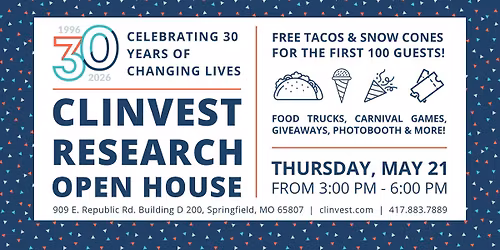 Clinvest Research 30th Year Anniversary Open House