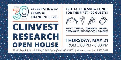 Clinvest Research 30th Year Anniversary Open House