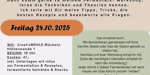 Sauer macht gl\u00fccklich - die Kunst des Fermentierens (Workshop mit Sina Patzner)