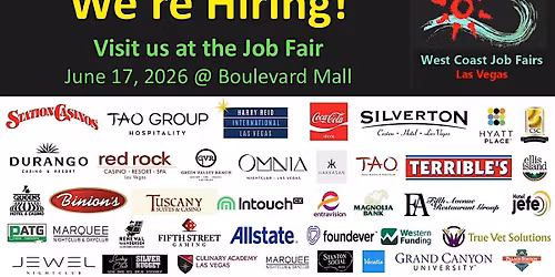 Las Vegas' Best Job Fair.  Over 50 employers.  Over 2500 jobs. Get yours!