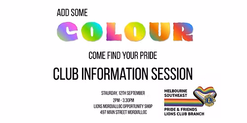 Melbourne Southeast Pride & Friends Lions Club Information Afternoon
