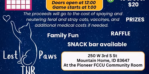 Lost Paws Bingo fundraiser