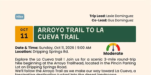 Arroyo trail to La Cueva Trail