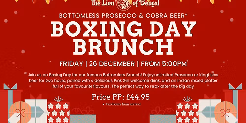 \ud83c\udf89 Boxing Day Bottomless Brunch at The Lion of Bengal! \ud83e\udd42