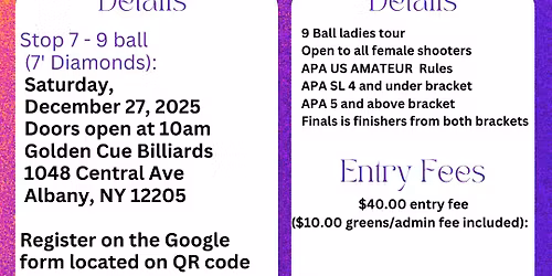 2025 Championship! Empire State Ladies 9 Ball Tour - Stop 7
