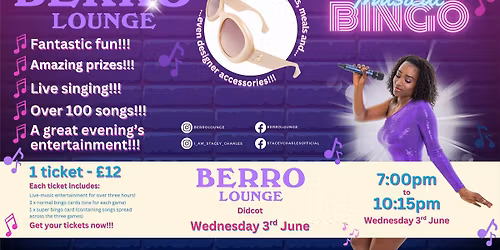 Midweek Musical Bingo at Berro Lounge (Didcot) - Wednesday 3rd June 7pm