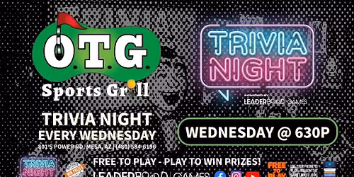 Trivia Night WEDNESDAY 630p | On The Green Sports Grill - Mesa AZ