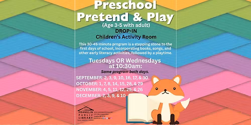 Preschool Pretend and Play (ages 3-5 with adult) - DROP-IN