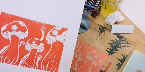 Beginners Lino printing - fun with fungi