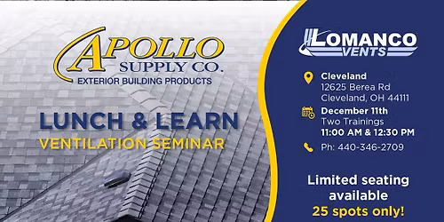 LUNCH & LEARN: Lomanco Ventilation Seminar \u2013 Cleveland, OH