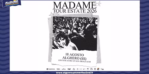 Madame @ Alguer Summer Festival, Anfiteatro "Ivan Graziani", Alghero - 18 agosto 2026
