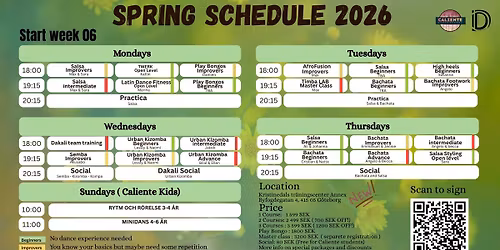 Caliente Spring Schedule 2026