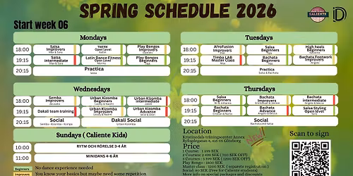 Caliente Spring Schedule 2026