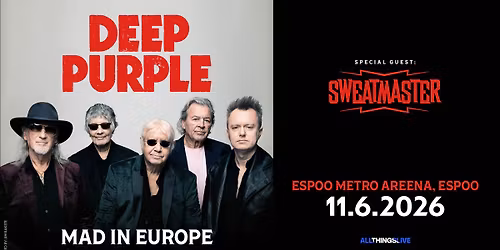 Deep Purple - 11.6.2026 Espoo, Espoo Metro Areena