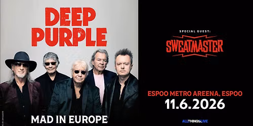Deep Purple - 11.6.2026 Espoo, Espoo Metro Areena