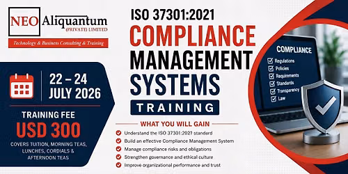 ISO 37301:2021 COMPLIANCE MANAGEMENT SYSTEMS TRAINING