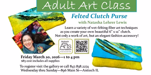 "Felted Clutch Purse" Wet-Felting Workshop - Friday March 20th - 1 to 4 pm
