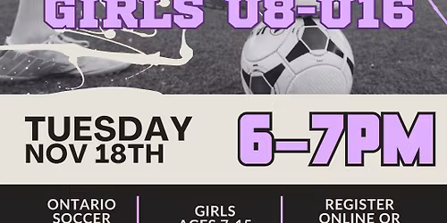 Youth Girls U8 - U16 Soccer Training Event