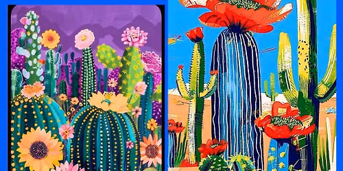 Funky Floral Cactus Sip & Paint