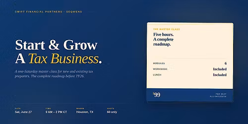 Start & Grow A Tax Business Master Class \u2014 Houston