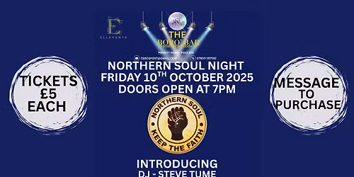 NORTHERN SOUL NIGHT AT THE BORO' BAR FRIDAY 10TH OCTOBER 2025