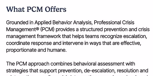 PCM instructor course (4 day course)