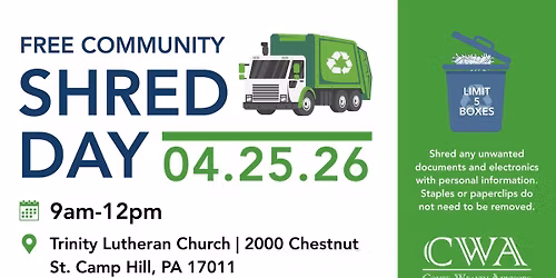 Free Community Shred Day Hosted by CWA