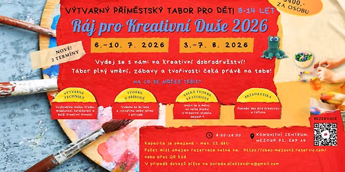 R\u00e1j pro Kreativn\u00ed Du\u0161e - 2 TURNUS\/PLNO p\u0159\u00edm\u011bstsk\u00fd v\u00fdtvarn\u00fd t\u00e1bor pro d\u011bti 8-14 let
