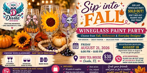 \ud83c\udf77\ud83c\udf42 Sip Into Fall Wineglass Paint Party at the 1890 Tea House! \ud83c\udf42\ud83c\udf77
