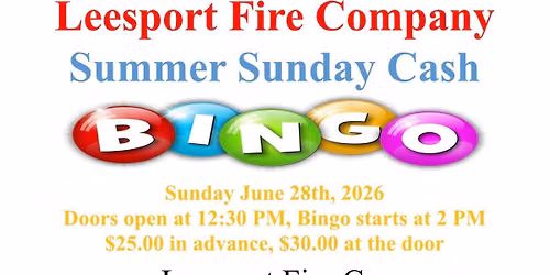 Summer Sunday Cash BINGO