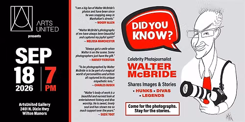 Celebrity Photojournalist Walter McBride @ ArtsUnited Gallery 10\/16\/26